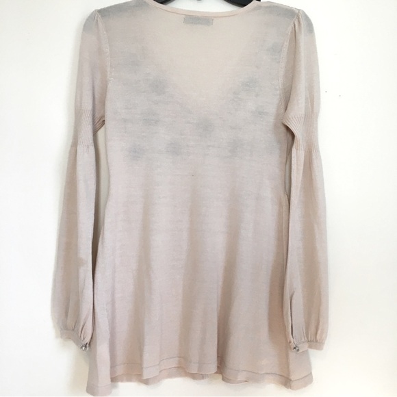 Vintage 23 Outward Cashmere and Wool Blend V-neck Cream Sweater - Picture 2 of 16